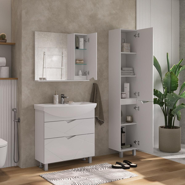 Шкаф с зеркалом для ванной Volna Pronto 80