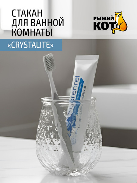 Стакан для зубной щетки и пасты Рыжий кот Crystalite 110799