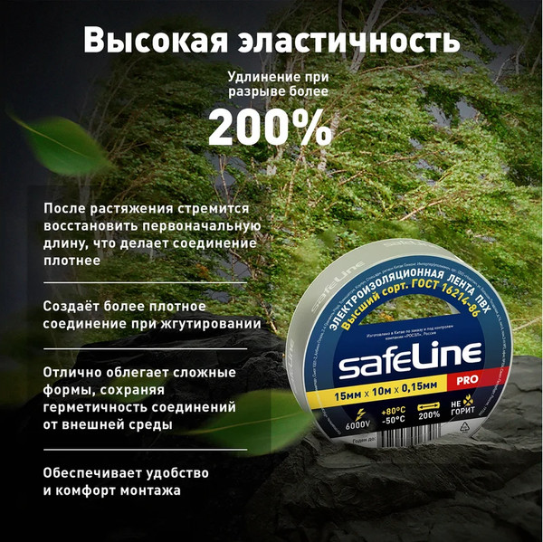 Изолента Safeline 15ммx10м 12121
