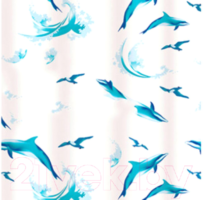 Шторка-занавеска для ванны V-line Дельфины 180x180 - фото