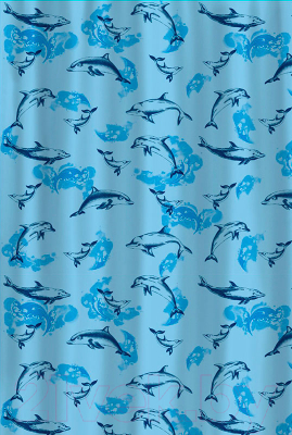 Шторка-занавеска для ванны V-line Дельфины 180x180 - фото