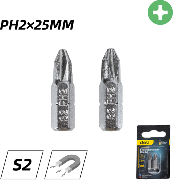 Набор бит Deli PH2x25мм / EDL251002