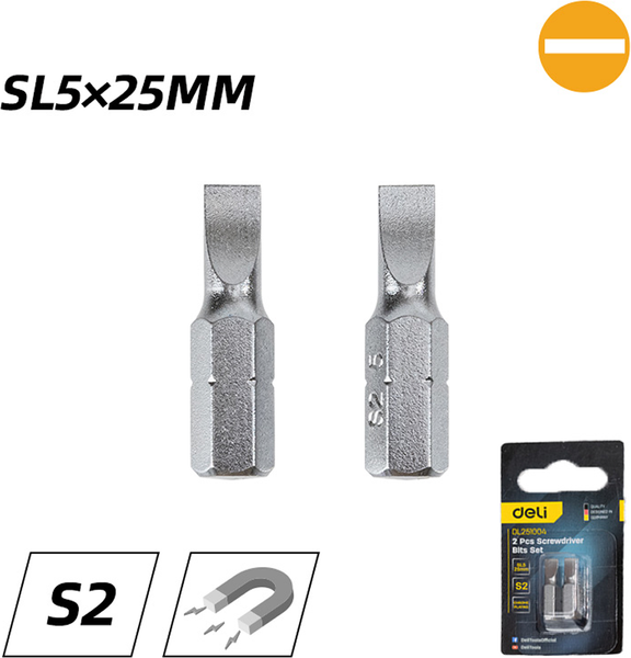 Набор бит Deli SL5x25мм / EDL251004