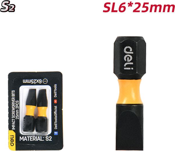 Набор бит Deli SL6x25мм / EDL251005Z