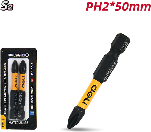 Набор бит Deli PH2x50мм / EDL501002Z