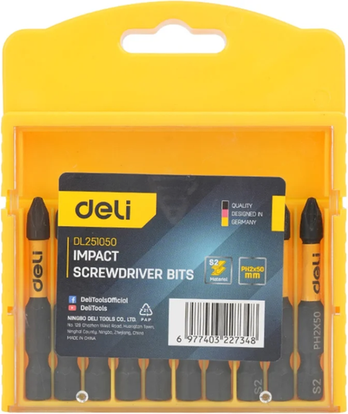 Набор бит Deli PH2x50мм / EDL251050 - фото
