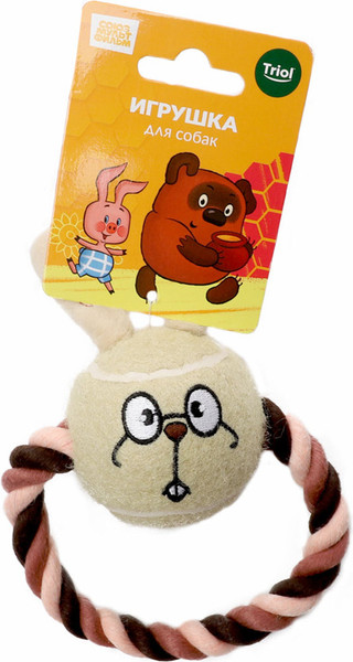 Игрушка для собак Triol Союзмультфильм Мяч-кролик с веревкой / 12141307