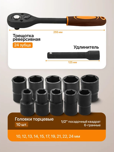 Набор головок слесарных Forstime FT-012-5K (63327)