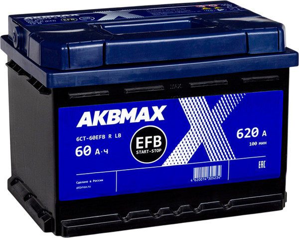 Автомобильный аккумулятор AKBMAX EFB R 620A / 6СТ-60EFB R LB 463973 - фото
