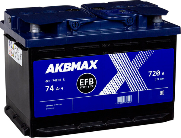 Автомобильный аккумулятор AKBMAX EFB R 720A / 6СТ-74EFB R 463976 - фото