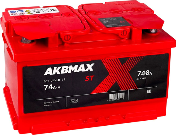 Автомобильный аккумулятор AKBMAX ST 74RS 740A / 6СТ74VLRLB 4559 - фото