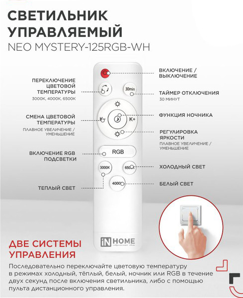 Потолочный светильник INhome Neo Mystery-125RGB-WH / 4690612062563