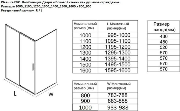 Душевая дверь Aquanet Pleasure Evo 100 / AE65-N100-GBT