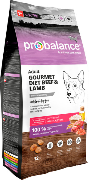 Сухой корм для собак ProBalance Gourmet Diet Adult с говядиной и ягненком - фото