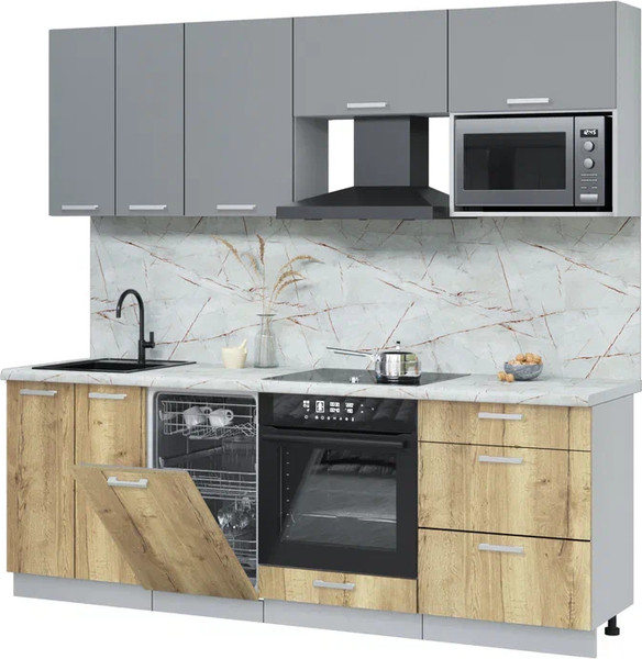 Кухонный гарнитур Интерлиния Мила Лайт 2.25-ПМ4  - фото