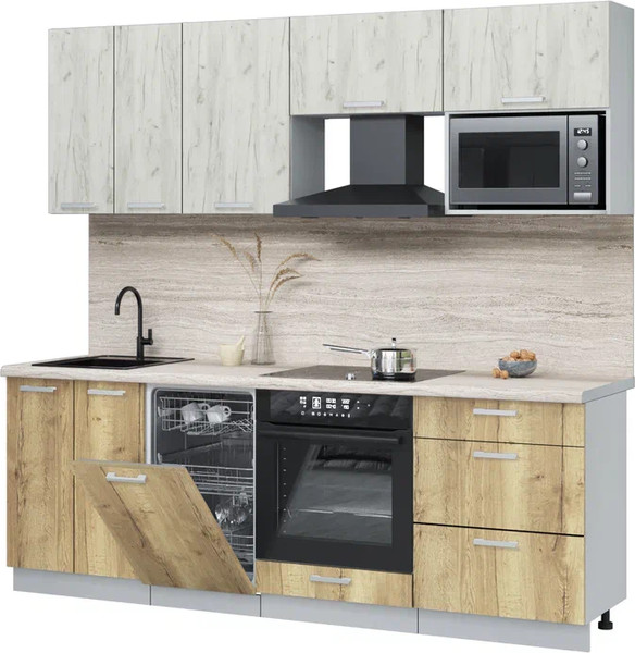 Кухонный гарнитур Интерлиния Мила Лайт 2.25-ПМ4  - фото