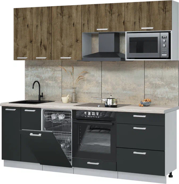 Кухонный гарнитур Интерлиния Мила Лайт 2.25-ПМ4  - фото