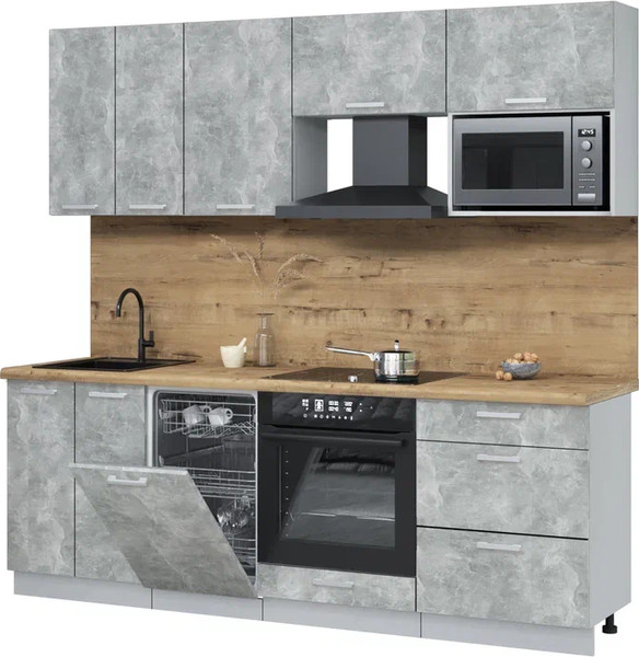 Кухонный гарнитур Интерлиния Мила Лайт 2.25-ПМ4  - фото