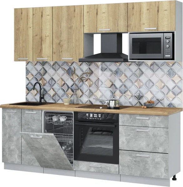 Кухонный гарнитур Интерлиния Мила Лайт 2.25-ПМ4  - фото