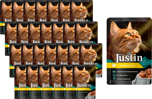 Влажный корм для кошек Justin Курица в соусе - фото
