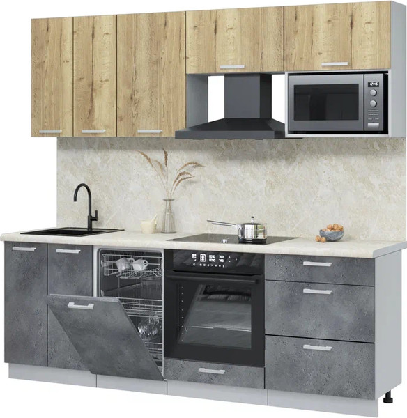 Кухонный гарнитур Интерлиния Мила Лайт 2.25-ПМ4  - фото