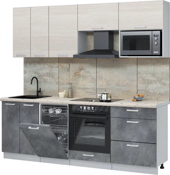 Кухонный гарнитур Интерлиния Мила Лайт 2.25-ПМ4  - фото