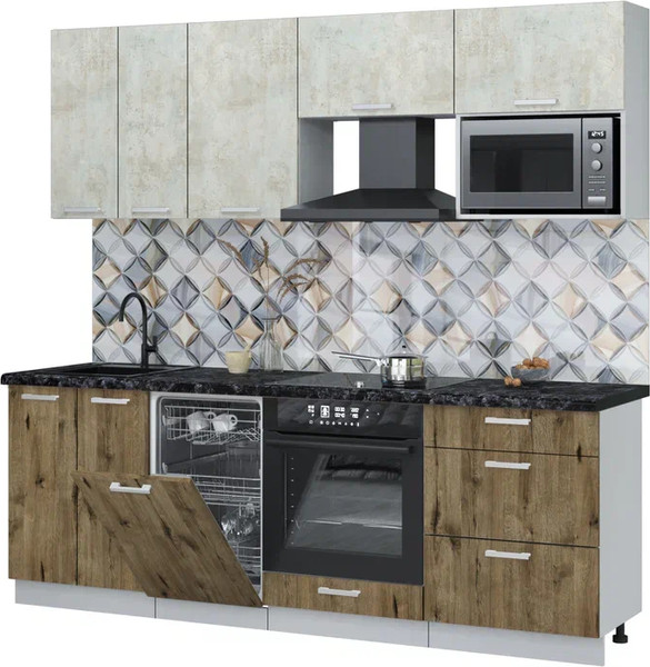 Кухонный гарнитур Интерлиния Мила Лайт 2.25-ПМ4  - фото