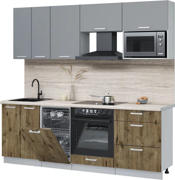 Кухонный гарнитур Интерлиния Мила Лайт 2.25-ПМ4  - фото