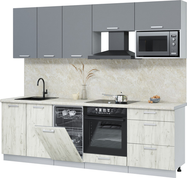 Кухонный гарнитур Интерлиния Мила Лайт 2.45-ПМ4  - фото