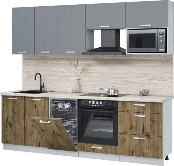 Кухонный гарнитур Интерлиния Мила Лайт 2.45-ПМ4  - фото