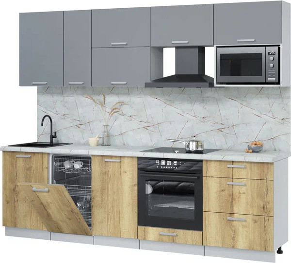 Кухонный гарнитур Интерлиния Мила Лайт 2.6-ПМ4  - фото