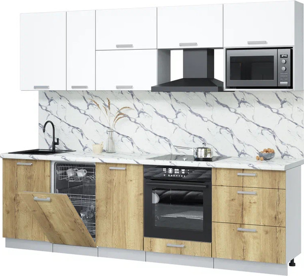 Кухонный гарнитур Интерлиния Мила Лайт 2.6-ПМ4  - фото