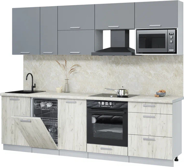 Кухонный гарнитур Интерлиния Мила Лайт 2.6-ПМ4  - фото