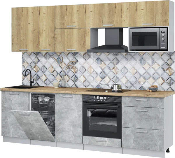 Кухонный гарнитур Интерлиния Мила Лайт 2.6-ПМ4  - фото