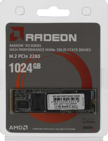 SSD диск AMD Radeon M.2 2280 1TB (R3MP31024G8)