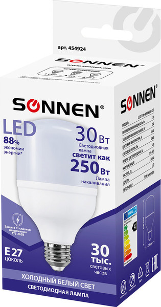 Лампа Sonnen 30(250)Вт Е27 Т100-30W-6500-E27 / 454924