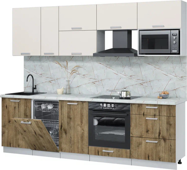 Кухонный гарнитур Интерлиния Мила Лайт 2.6-ПМ4  - фото