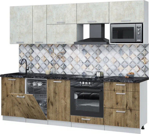 Кухонный гарнитур Интерлиния Мила Лайт 2.6-ПМ4  - фото