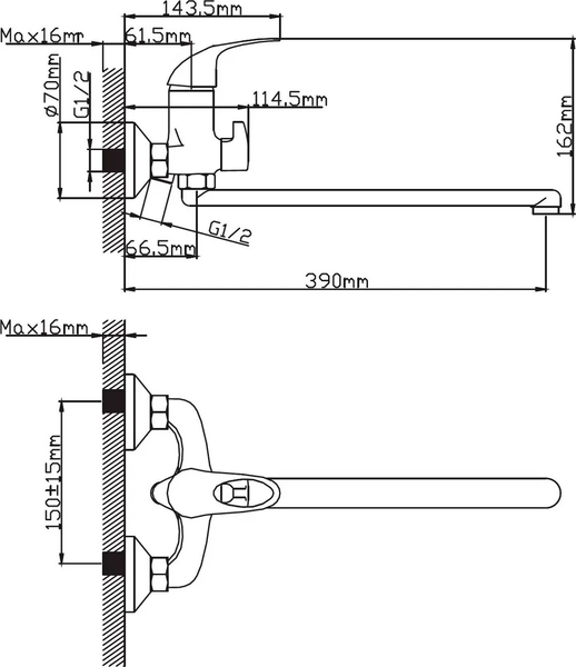 Смеситель Diadonna D22-150NМ
