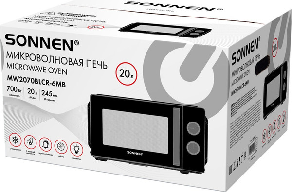 Микроволновая печь Sonnen MW2070BLCR-6MB / 454982 (черный/хром)
