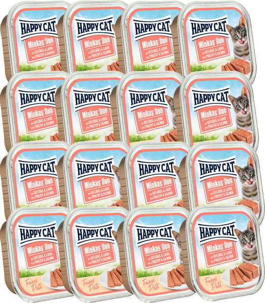 Влажный корм для кошек Happy Cat Minkas Duo Паштет из птицы и лосося - фото