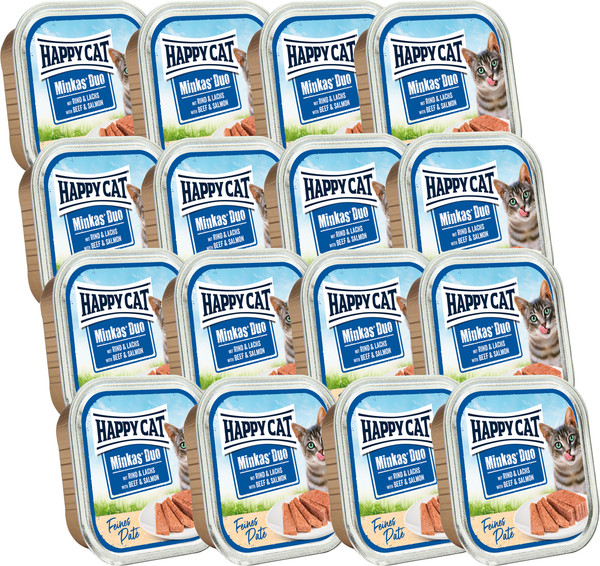Влажный корм для кошек Happy Cat Minkas Duo Паштет из говядины и лосося - фото
