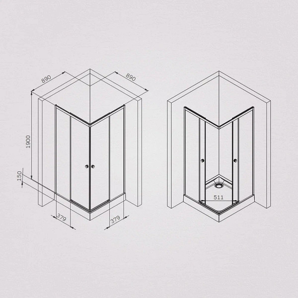 Душевой уголок AM.PM X-joy 90x90 / W94G-403-9090-MT1K