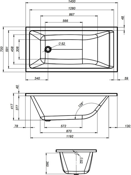 Ванна акриловая AM.PM Gem W93A-140-070W-A