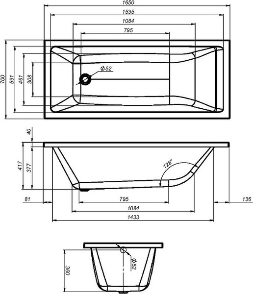 Ванна акриловая AM.PM Gem W93A-165-070W-A