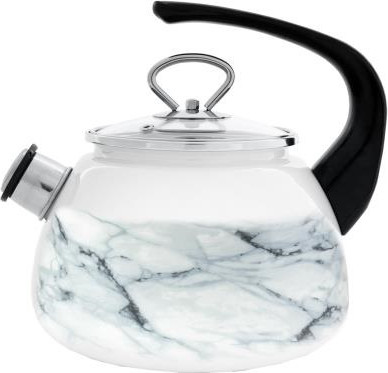 Чайник со свистком КМЗ Белый мрамор 43604-102/4.01-У1БлБМ - фото