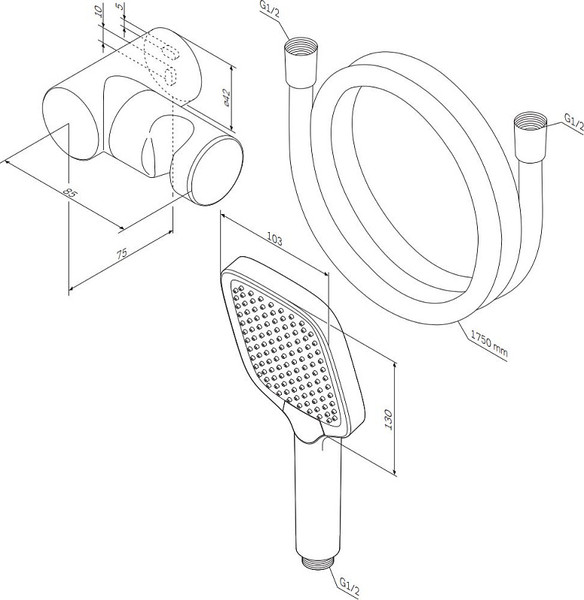 Душевой гарнитур AM.PM Func F0118F022