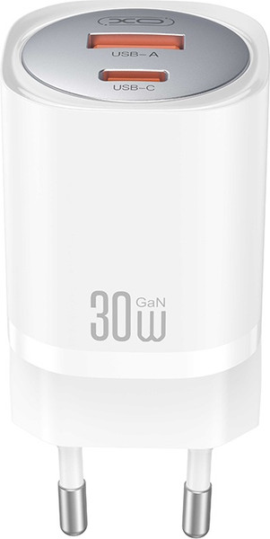 Адаптер питания сетевой XO Lightning CE21 (ЕС) PD30WPPS33W 1USB-A+1USB-C - фото