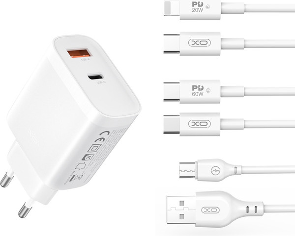 Адаптер питания сетевой XO L116 PD30WQC18W 1USB-C+1USB-A