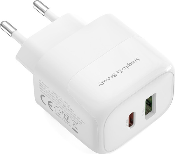 Адаптер питания сетевой XO PD20W/QC18W 1USB-A+1USB-C L137(EU) - фото